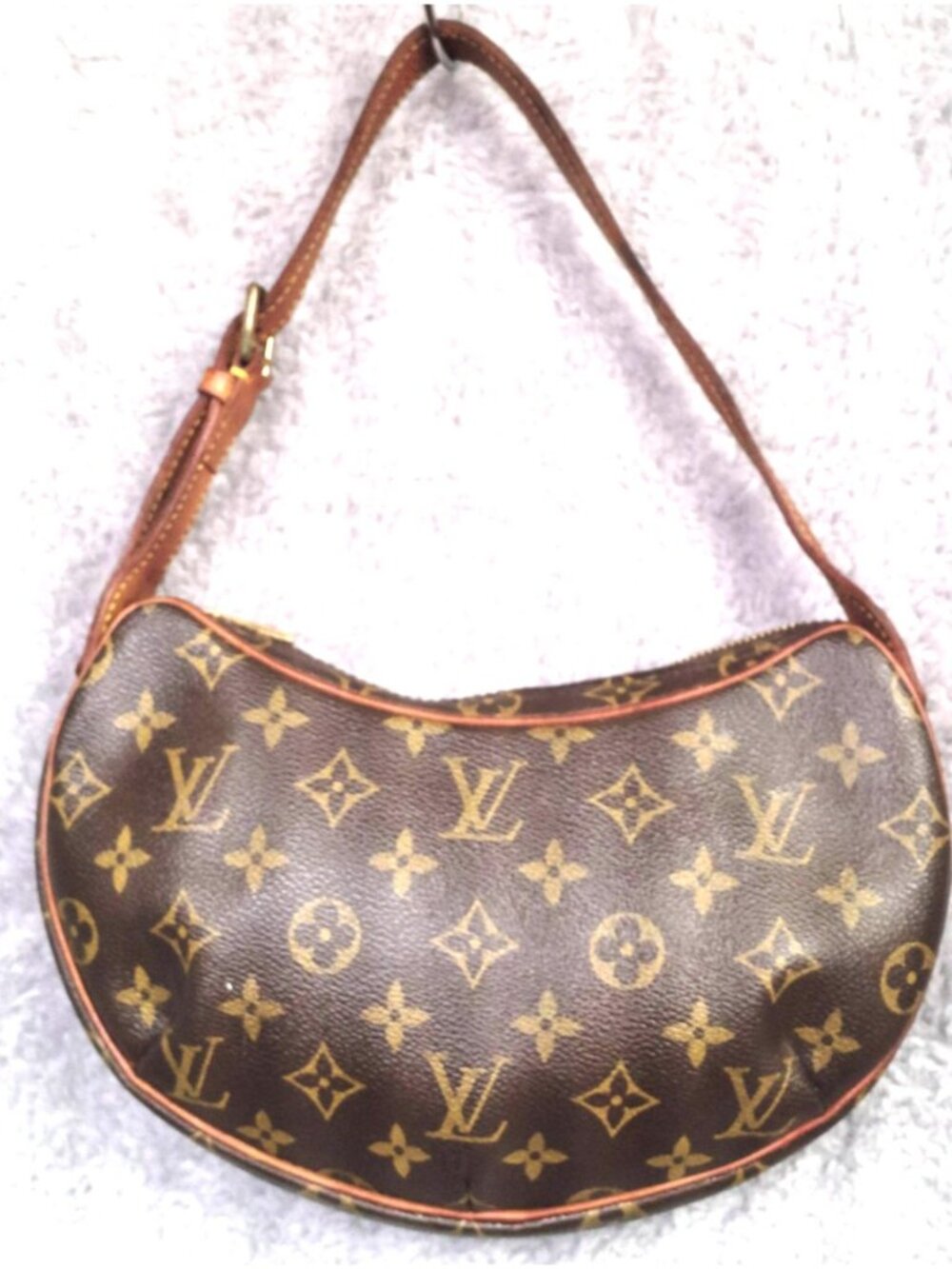 Louis Vuitton Shoulder Bag Womens Small Brown Monogram Canvas Zip Red Lining